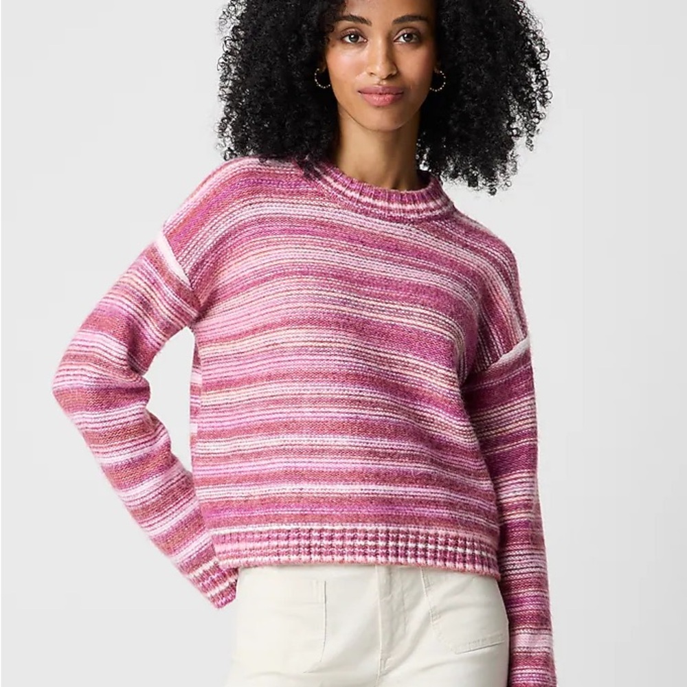 J. Crew Pink and White Striped Sweater